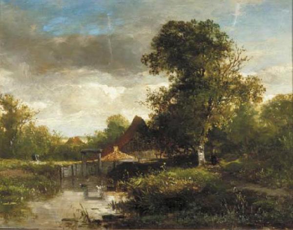 Willem Roelofs Landschap met beek Norge oil painting art